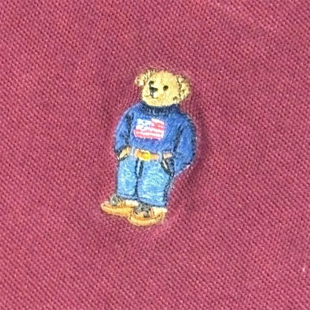 Polo Ralph Lauren Men's M Red Polo Bear Classic Fit Mesh‎ Polo Shirt